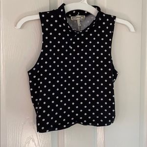 NWT black and white polka dot cropped tank